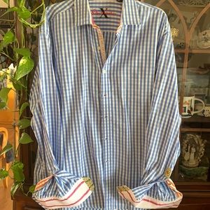 Robert Graham shirt blue plaid size 2x many details